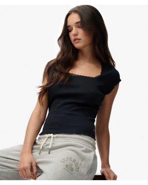 Superdry Black & Co Athletic Essentials Square Neck Top