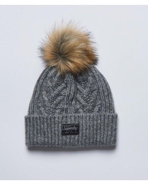 Superdry Gray & Co Cable Knit Lux Beanie Hat