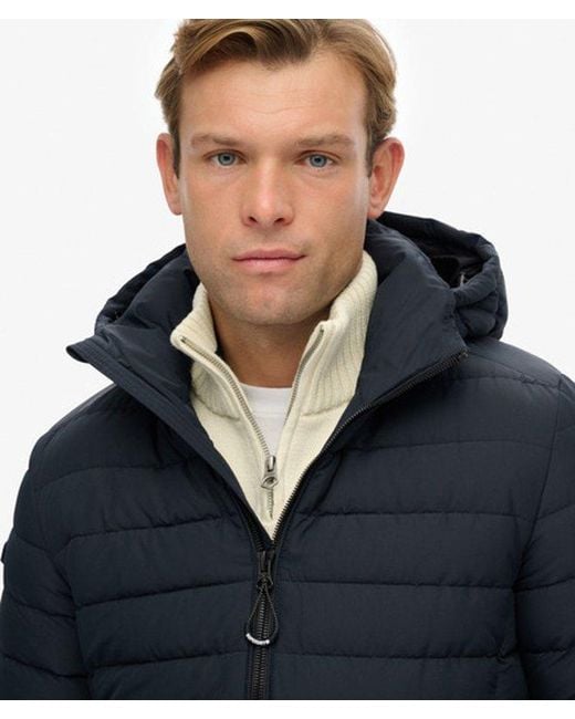 Superdry Blue Hooded Fuji Padded Jacket for men