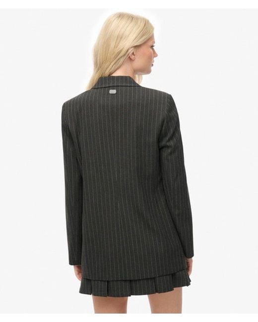 Superdry Gray & Co Pinstripe Boyfriend Blazer