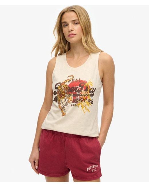 Superdry Red & Co Vintage Logo Tokyo Scoop Neck Tank Top