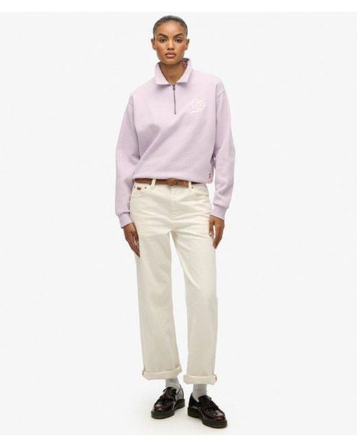 Superdry Pink & Co . Collared Half Zip Sweatshirt