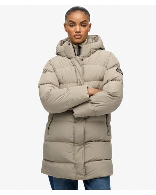 Superdry Gray & Co Hooded Sports Puffer Mid Length Jacket