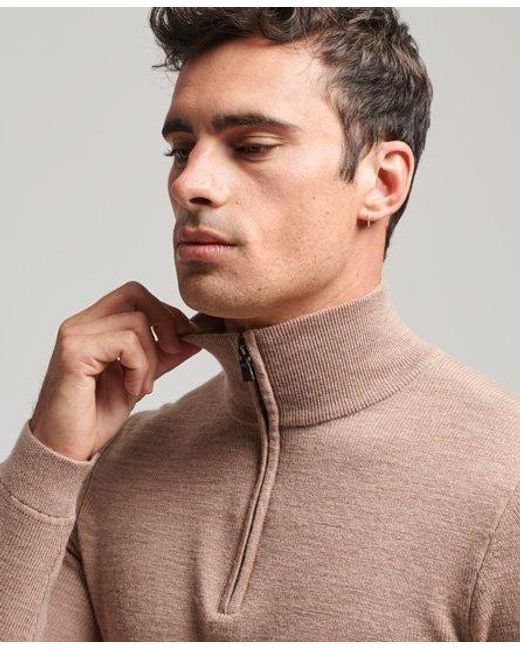 Superdry Merino Half Zip Jumper Beige 