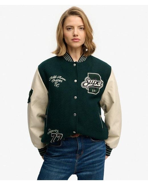 Superdry Green & Co Patched Varsity Bomber Jacket
