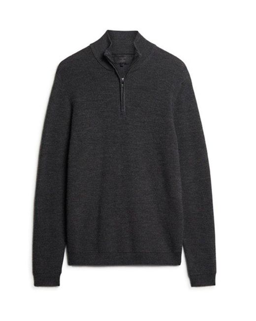 Superdry Black & Co Merino Half Zip Jumper for men