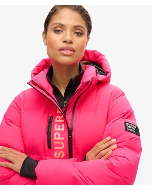 Superdry Red & Co Hooded Ski Boxy Puffer Jacket