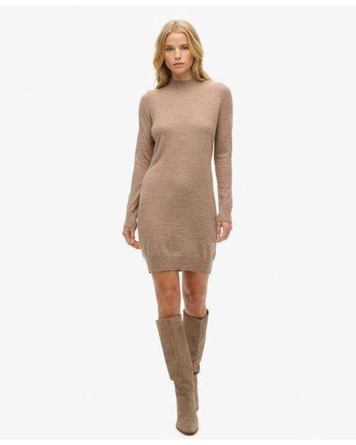 Superdry Brown Lightweight Knitted Merino Knit Dress