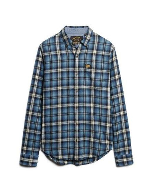 Superdry Blue Long Sleeve Cotton Lumberjack Shirt for men
