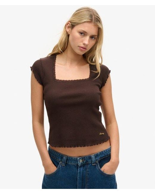 Superdry Black & Co Athletic Essentials Square Neck Top