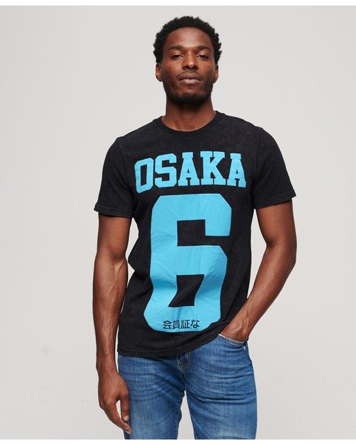 Superdry Osaka 6 Puff Print T-shirt in Blue for Men | Lyst