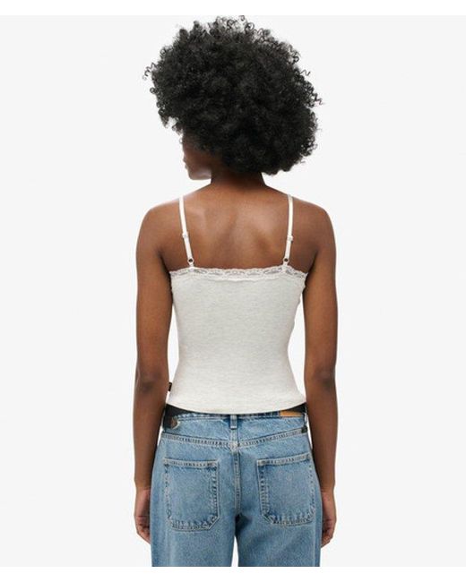 Superdry White & Co Athletic Essential Lace Trim Cami Top