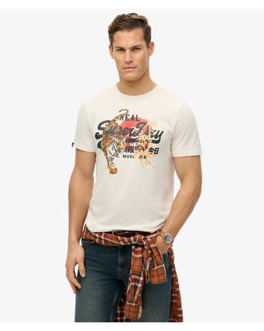Superdry White Vintage Logo Tokyo Relaxed T-Shirt for men