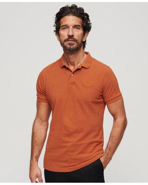 Superdry Orange Classic Pique Polo Shirt for men