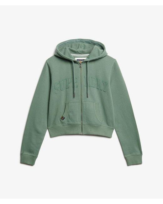 Superdry Green & Co Athletic Essentials Tonal Cropped Zip Hoodie