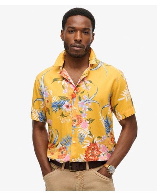 Superdry Orange Hawaiian Shirt for men