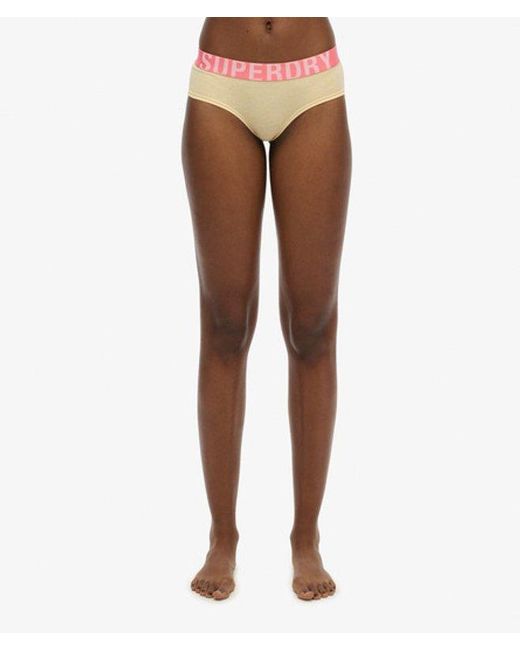 Superdry Yellow Organic Cotton Large Logo Hipster Briefs Pale Marl