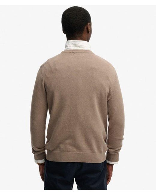 Superdry Brown Essentials Cotton Jumper for men