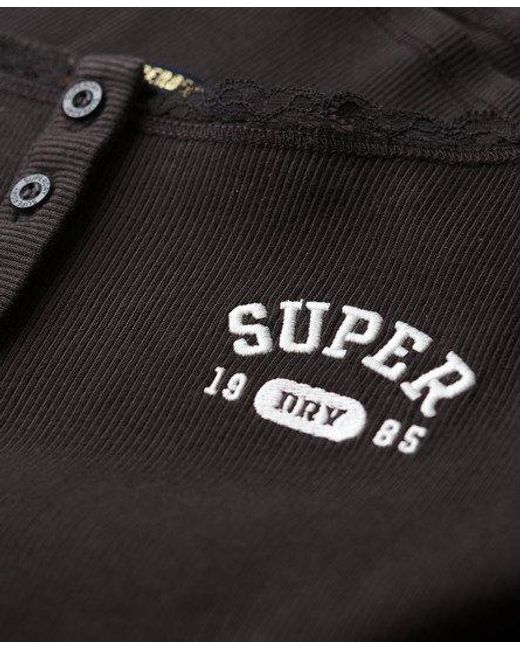Superdry Black Athletic Essentials Graphic Button Cami