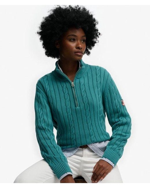 Superdry Blue & Co Slouchy Cable Half Zip Jumper