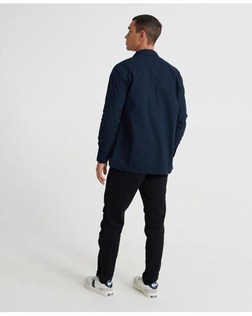 Superdry Blue Utility Field Edition Long Sleeved Shirt Eclipse for men