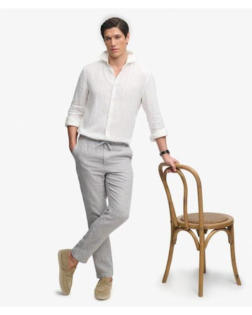 Superdry White Merchant Linen Pants for men