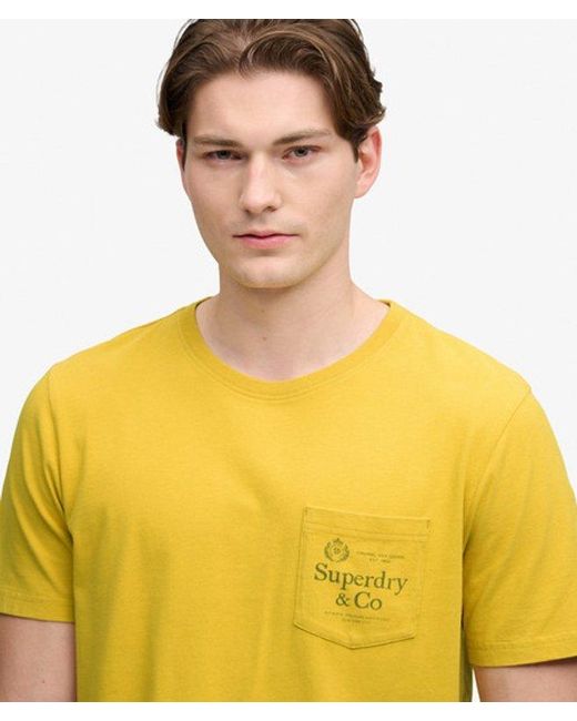 Superdry Yellow & Co Company Logo Relaxed Pocket T-shirt for men