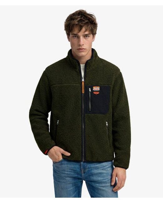 Superdry Black & Co Vintage Retro Borg Fleece Jacket for men