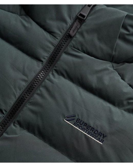 Superdry Green Hooded Microfibre Sport Puffer Jacket for men