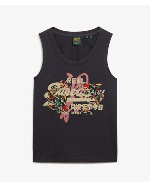 Superdry Gray & Co Vintage Logo Tokyo Scoop Neck Tank Top