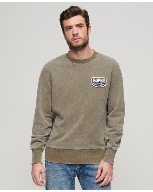 Superdry Gray Loose Fit Embroidered Logo Mechanic Crew Sweatshirt for men