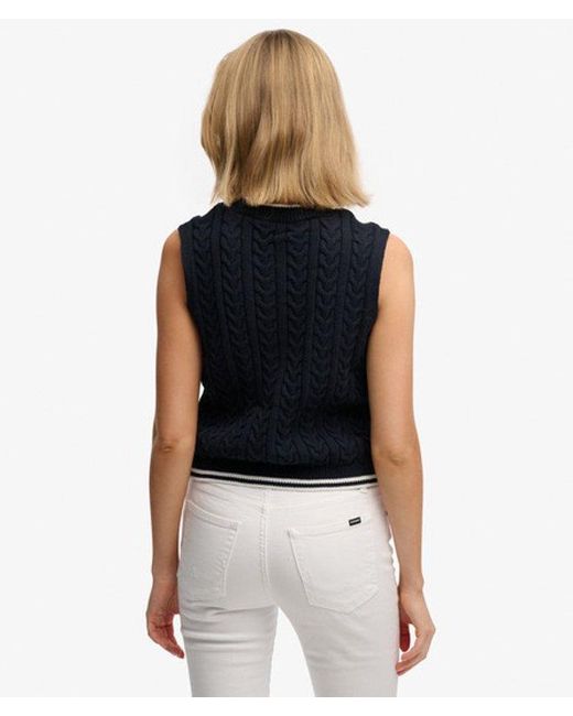 Superdry Blue & Co Cable Button Down Tank Top