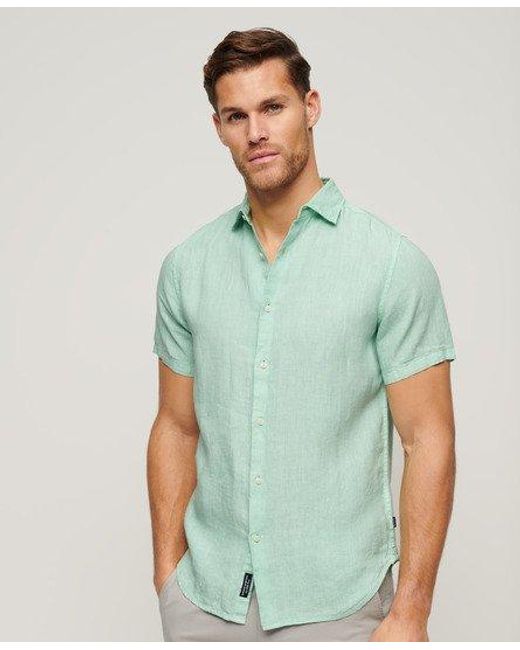 Superdry Green Slim Fit Studios Casual Linen Shirt for men