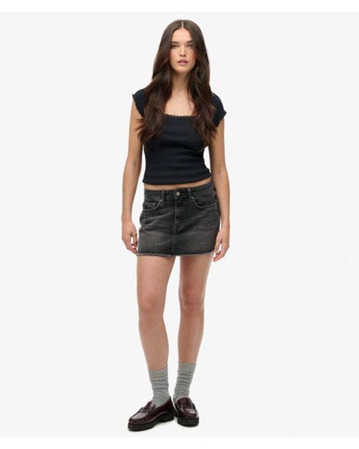 Superdry Black & Co Denim Mini Skirt