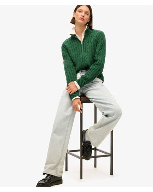 Superdry Green & Co Knitted Rugby Henley Jumper