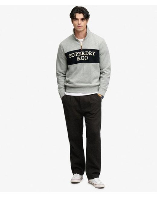Superdry Gray & Co Company Logo Half Zip Sweatshirt for men