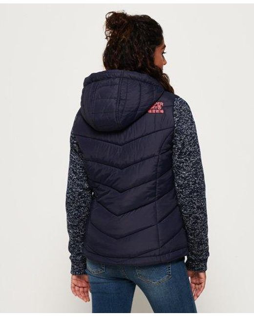 Superdry Blue Storm Hybrid Zip Hoodie Blizzard Marl