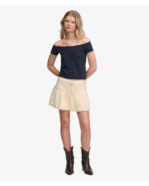 Superdry Blue & Co Broderie Trim Mini Skirt