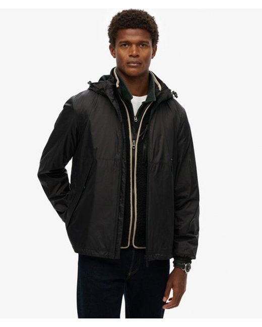 Superdry Black & Co Hooded Logo Windbreaker Jacket for men