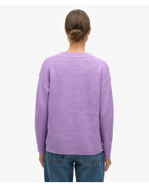 Superdry Purple & Co Oversized V Neck Jumper