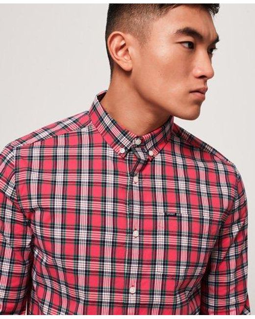 Superdry Red Ultimate University Oxford Shirt Albion Check for men