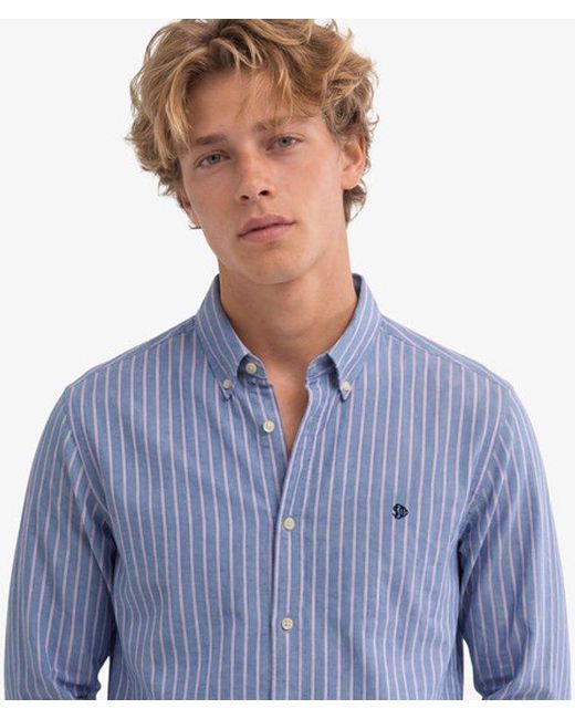 Superdry Blue & Co Preppy Oxford Long Sleeve Shirt for men