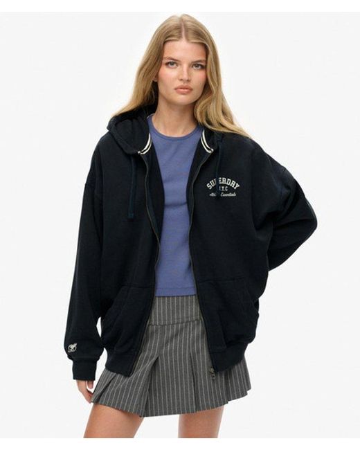 Superdry Blue & Co Athletic Essentials Oversized Zip Hoodie