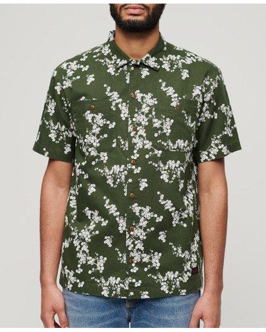 Superdry Green Short Sleeve Beach Shirt for men