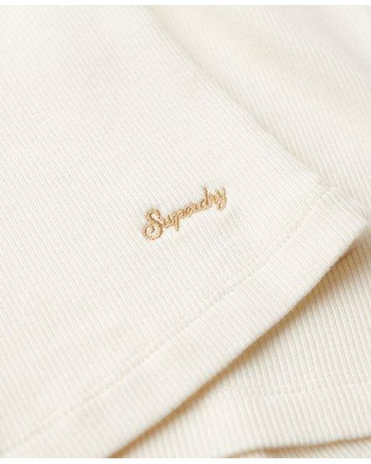Dames bordure en dentelle t-shirt à col v avec liseré essential Superdry en coloris White