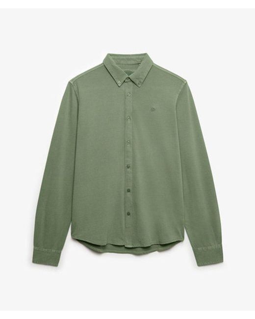 Superdry Green & Co Vintage Destroy Pique Long Sleeve Shirt for men