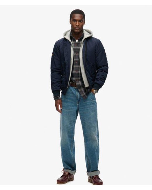 Superdry Blue Military Hooded Ma1 Jacket for men