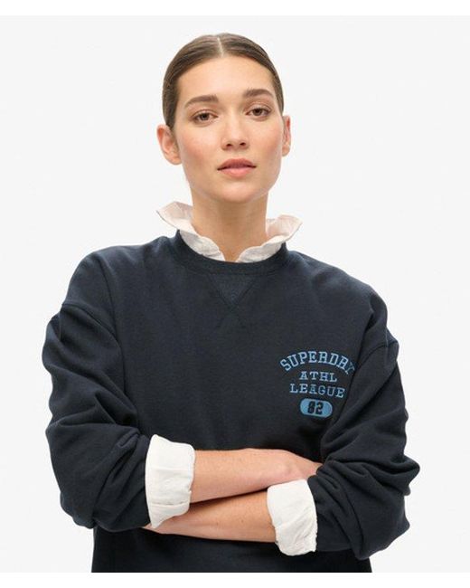 Superdry Black & Co Athletic Essentials Loose Crop Crew Sweatshirt