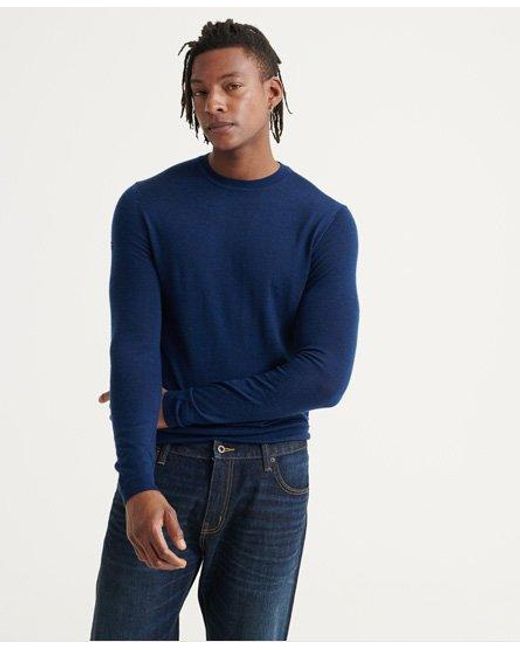 Superdry Blue Edit Merino Crew Jumper Bright Marine Marl for men