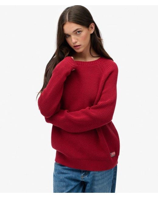 Superdry Red & Co Relaxed Ribbed Knitted Jumper